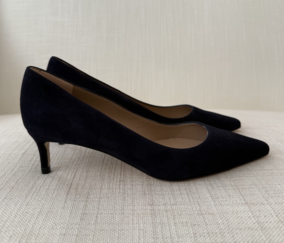 L K Bennett Ava Navy Suede Leather Heels Shoes Size 36 NEW WITH BOX