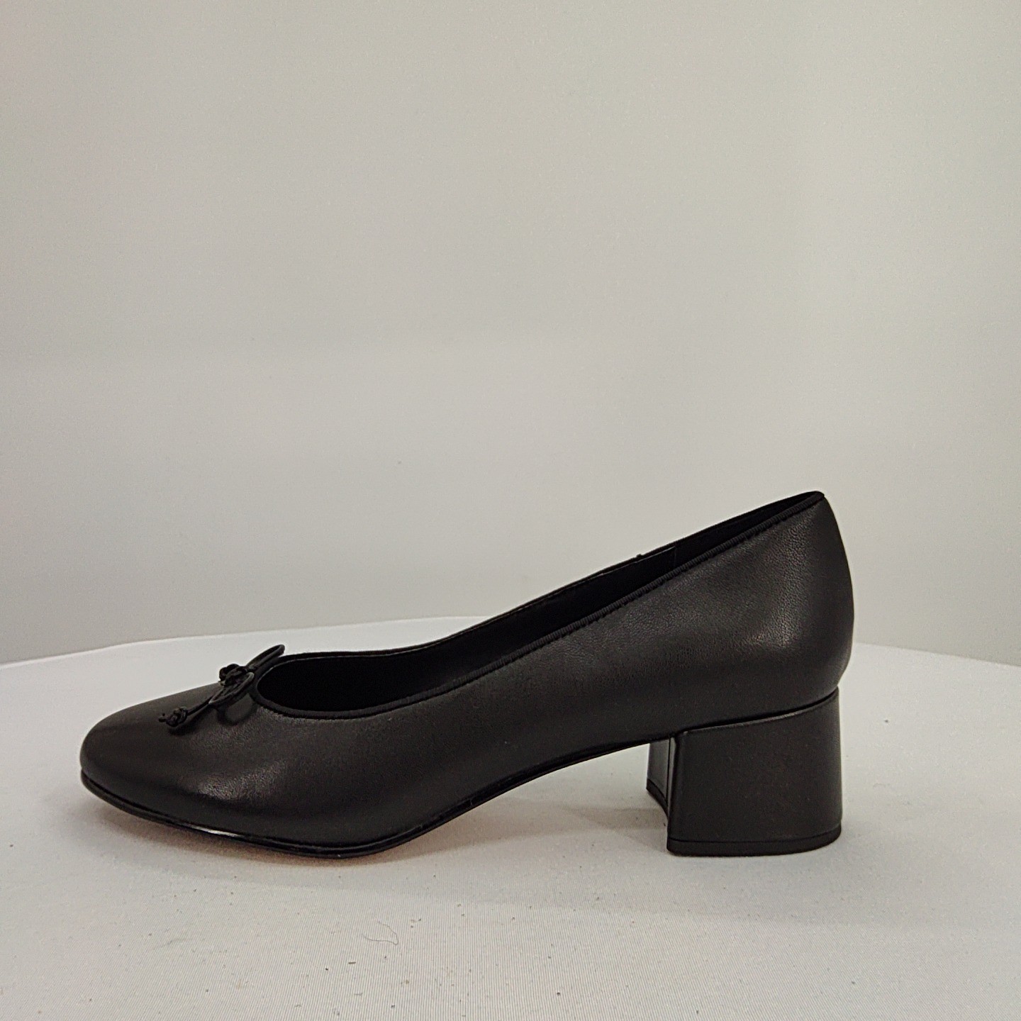 Quince Women Italian Leather Ballet Block Heel Pump Black Shoes 9