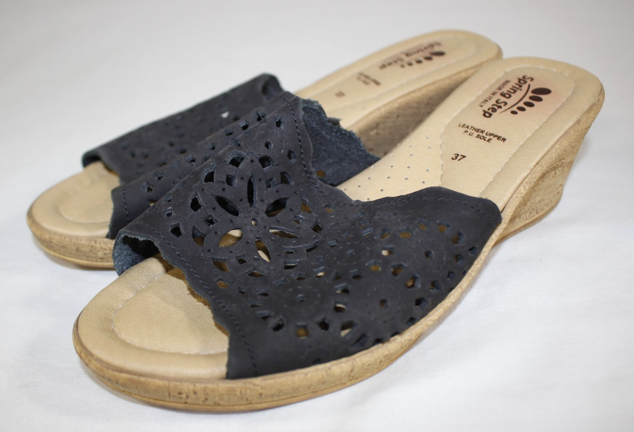 Spring Step Sandals Women’s EUR 37 (US 6) Estella Slide Mule Wedge Italy Black