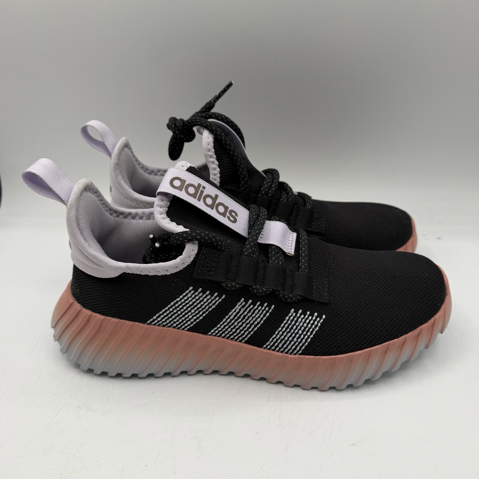 Adidas Kaptir Flow Running Shoes Womens Sz 8.5 Black/Coral Sneakers ID6639 READ