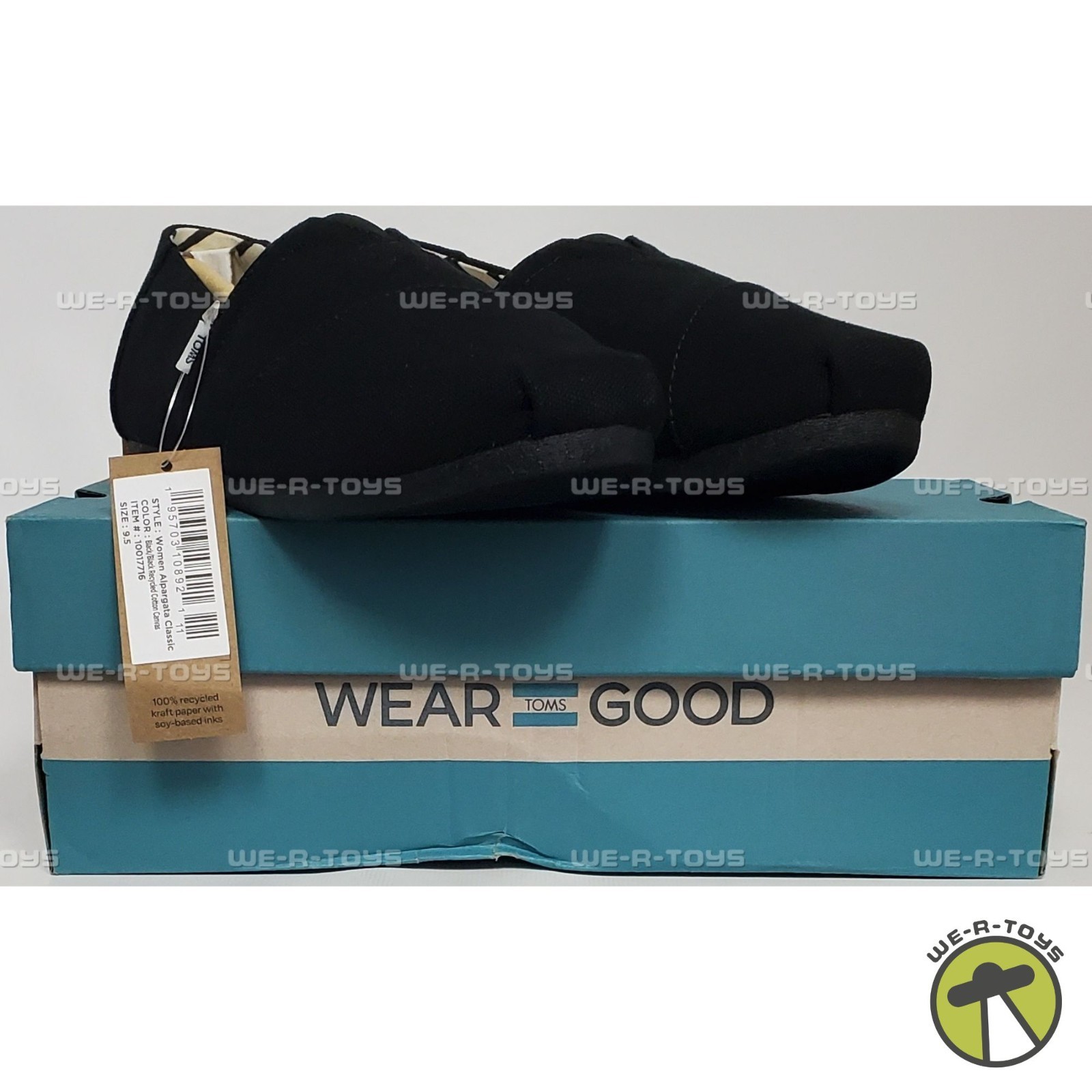 TOMS Women’s Black Classic Alpargata Slip-Ons Size 9.5 Medium