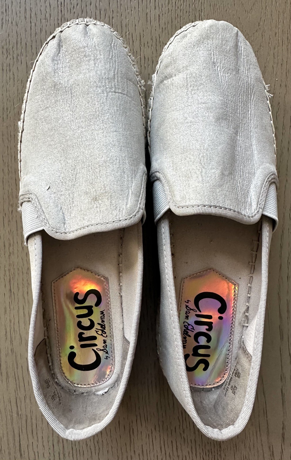 Circus NY Sam Edelman Christina Silver Fog Grey Shimmer Platform Espadrille 10