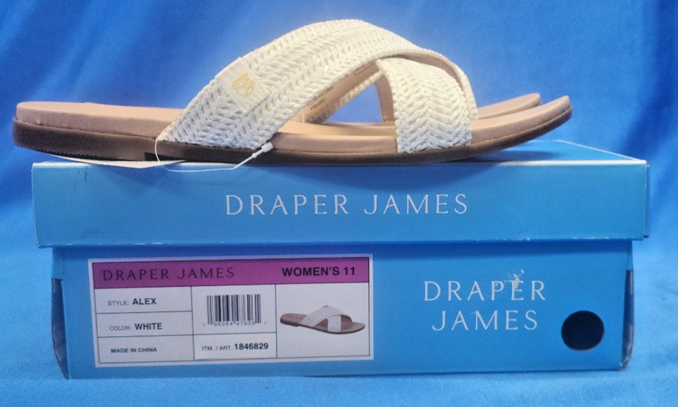 Draper, Size 11 M, ALEX , White, Raffia Woven Sandals, New Women’s Shoes