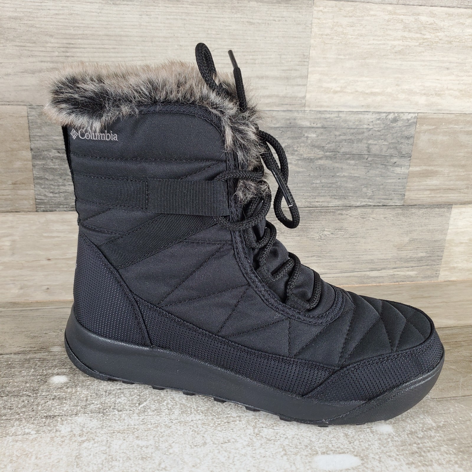 Columbia Minx Shorty IV Womens Ankle Boots Sz 6 Black Titanium Quilted Lace Up