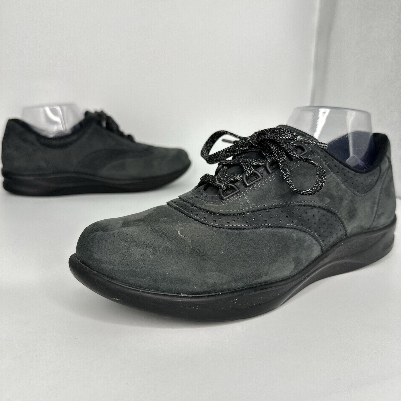 SAS-Walk Easy Nero Black Nubuck Leather Walking Shoes Women 10 N
