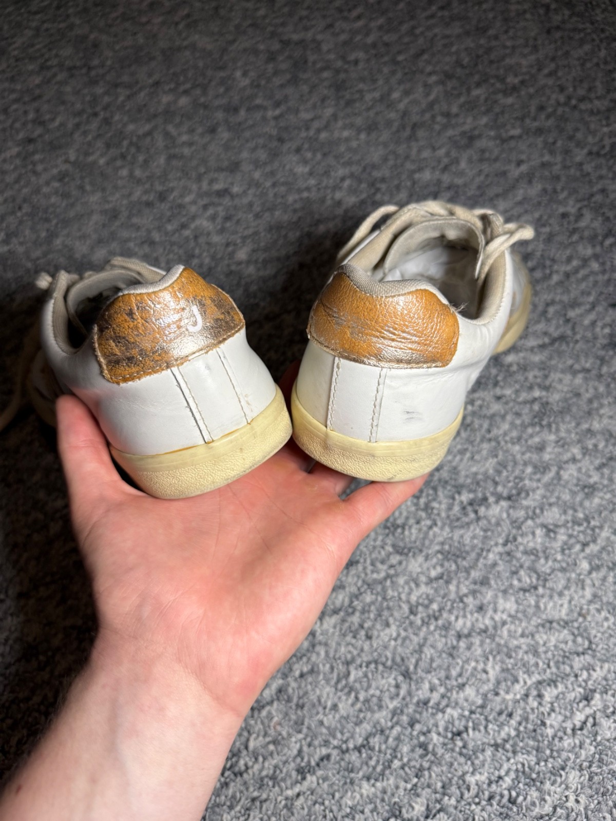 Veja Esplar Leather Womens Sneakers White Gold Metallic Logo Shoes EU 40 US 9