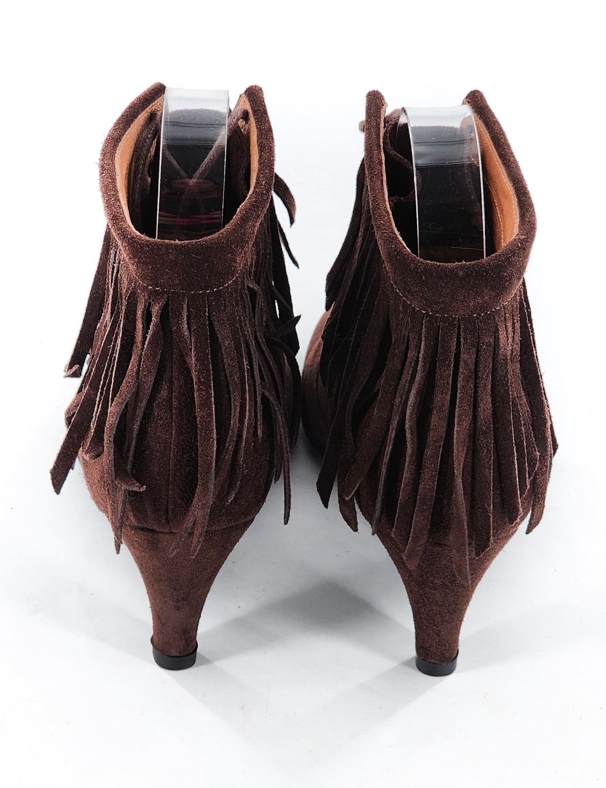 MAJE NWOB Fox Suede Ankle Fringe Bootie Brown $570 Size 36 5.5