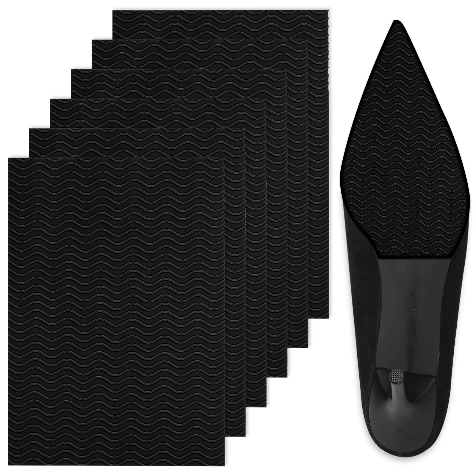 6 Pack Shoe Sole Protector – Self-Adhesive 6 x 4 Inch (15 x 10 cm), Black