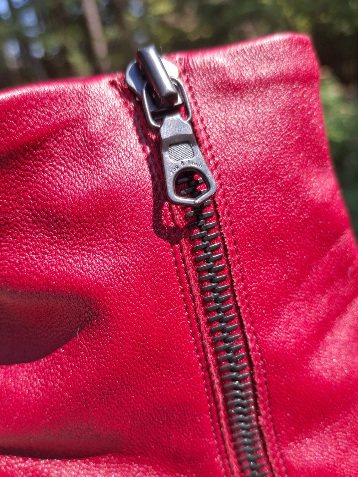rag & bone Beha Biking Red Leather Pointy Toe Stiletto Heel Stretch Boots Size 8