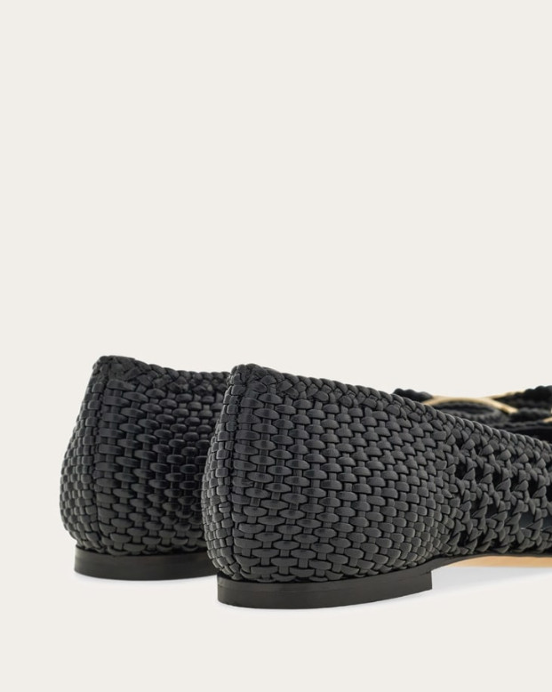 NIB NEW Salvatore Ferragamo Zea Black Leather Woven Flats 5.5 6 6.5 7 8 8.5 9 B