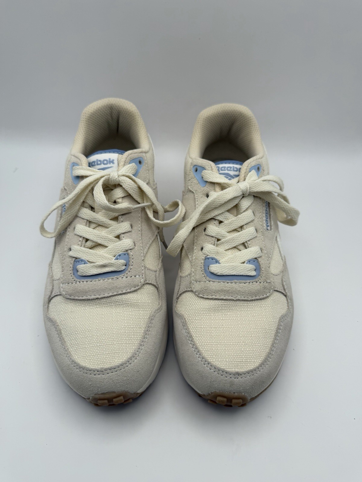 Reebok Classic Leather Lifestyle Sneakers Women’s Size 7.5 Cream Beige Blue