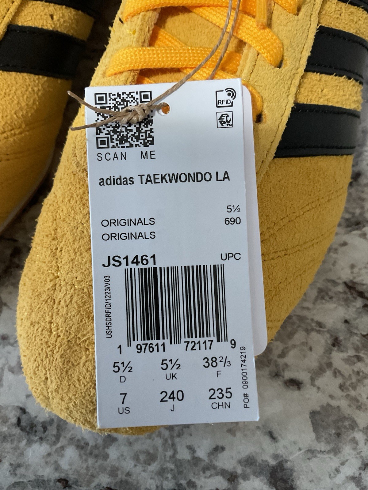 Womens Adidas Taekwondo Sneakers LA Lace Size 7 Crew Yellow Black Gum JS1461 New