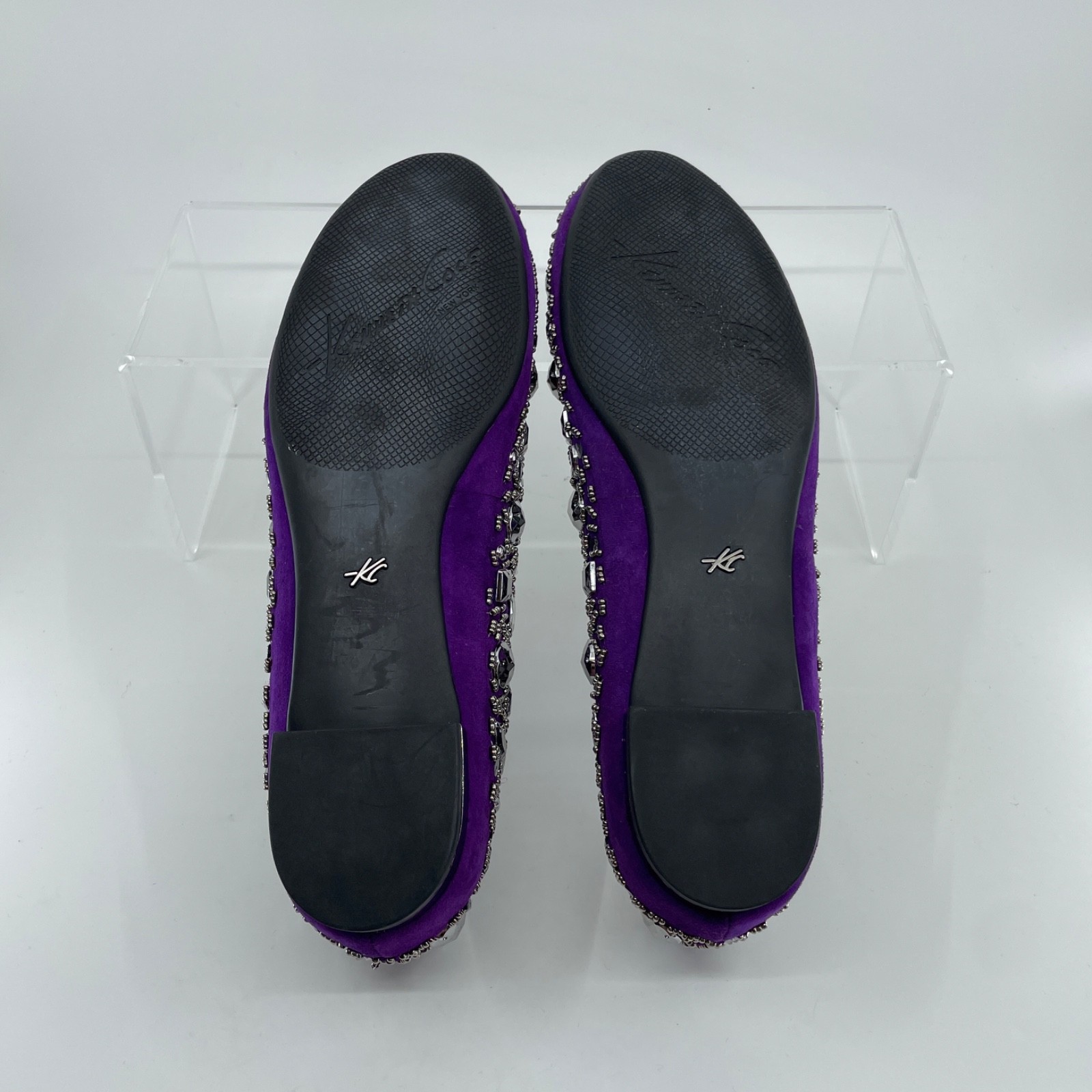 Kenneth Cole 9.5 Plum Purple Silver Sparkle & Shine Embellished Ballet Flats NEW