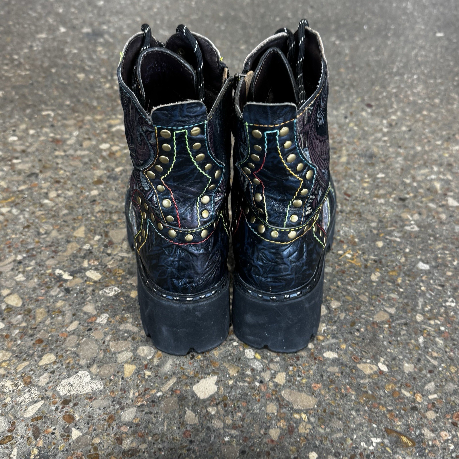 L’ Artiste By Spring Step Severity Boots Womens Combat Floral Studded Size 41