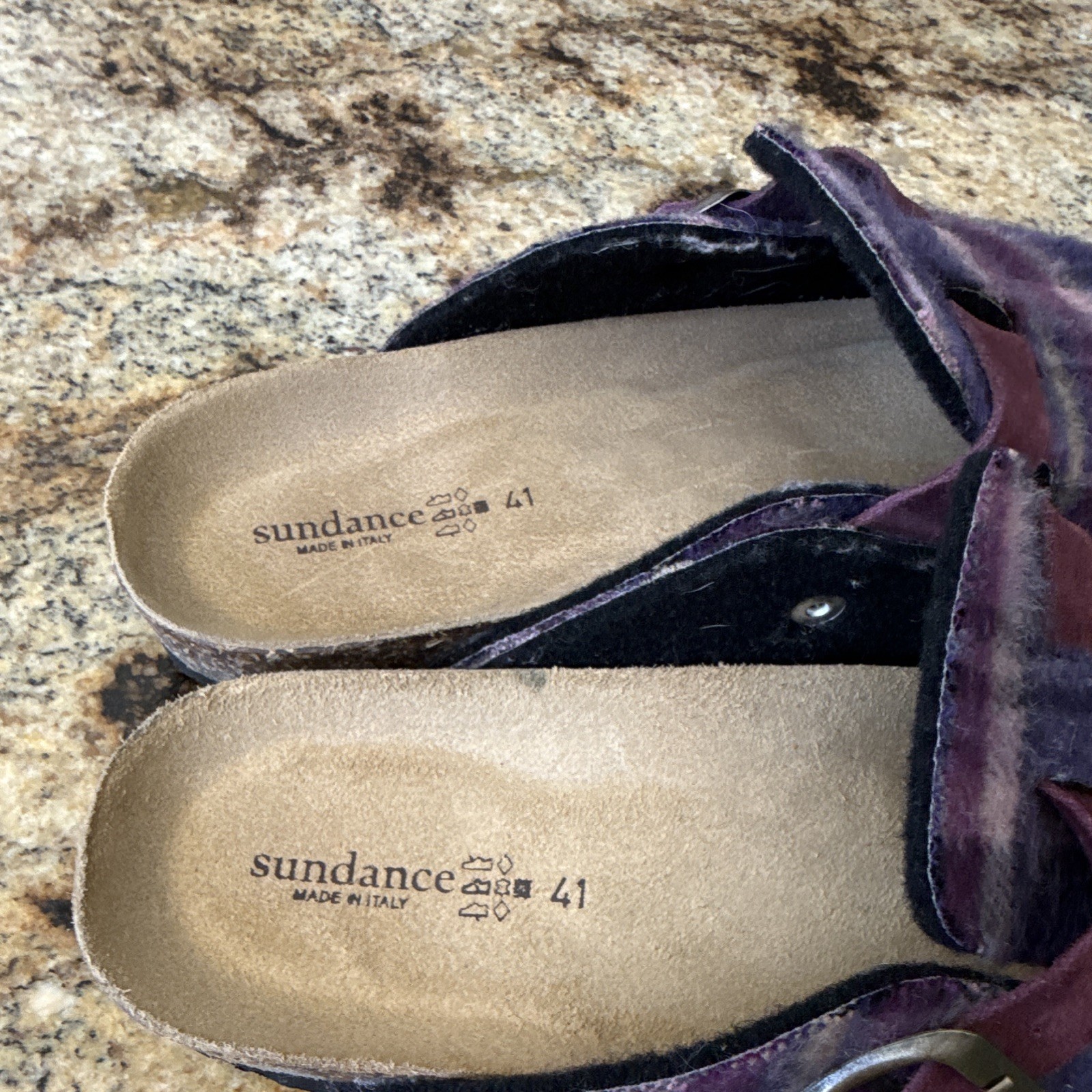 New Sundance Women’s Purple Plaid Felt Buckle Clog Slippers EU 41 US 10
