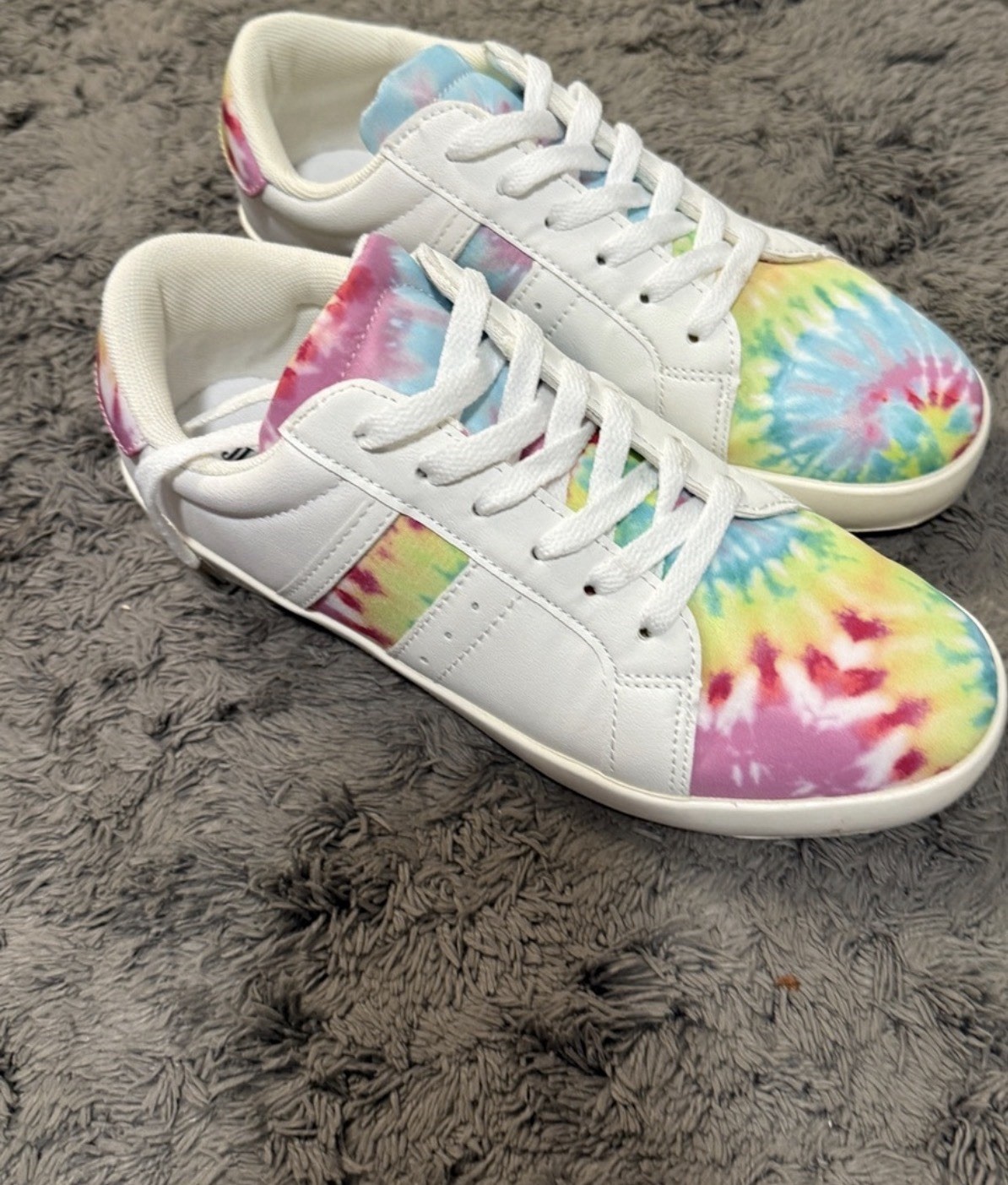 JUSTFAB Wyatt Tie Dye White Multicolor Women’s Lace Up Sneakers