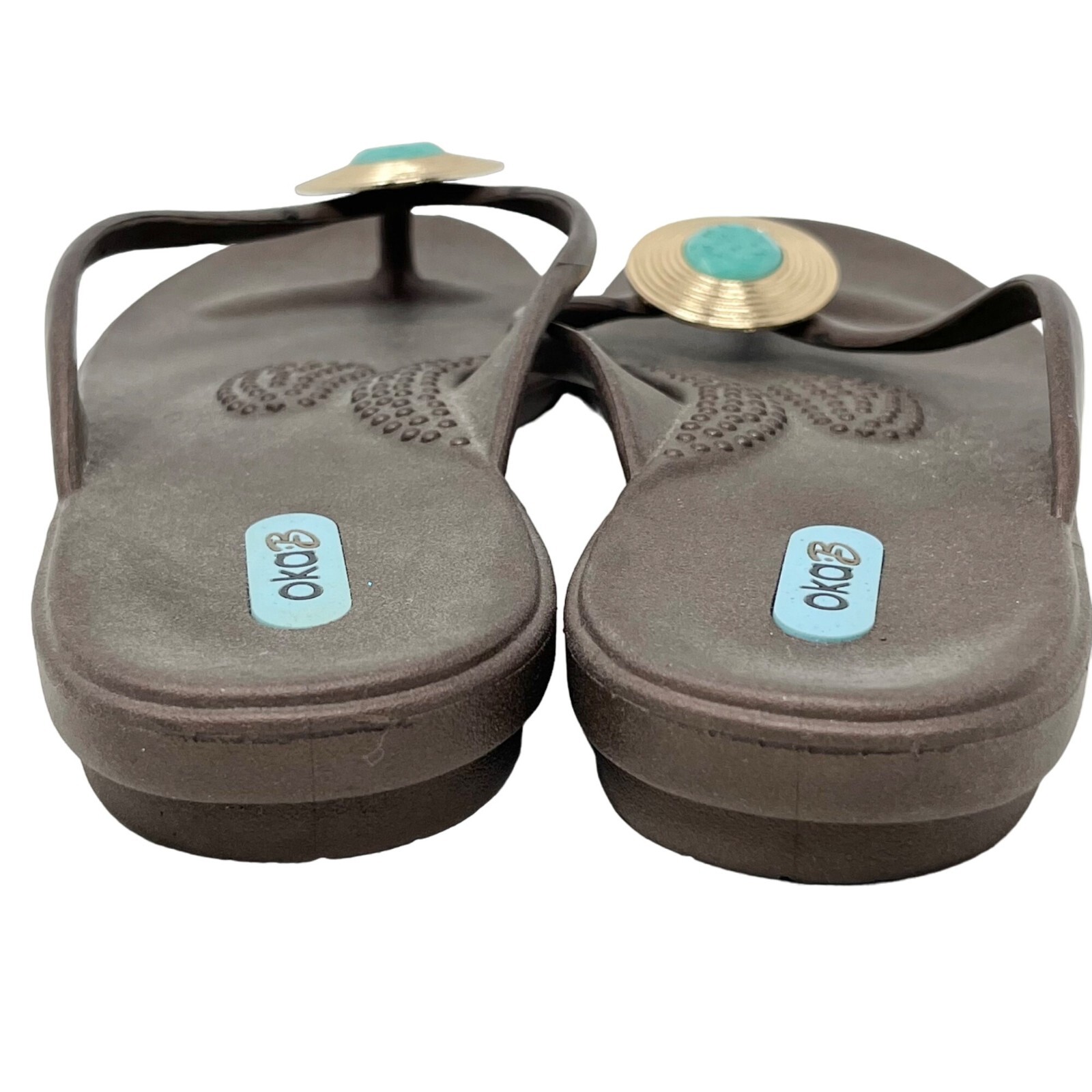 Okabee Oka B USA Brown Gem Sandal Flip Flop Size L (9-10)