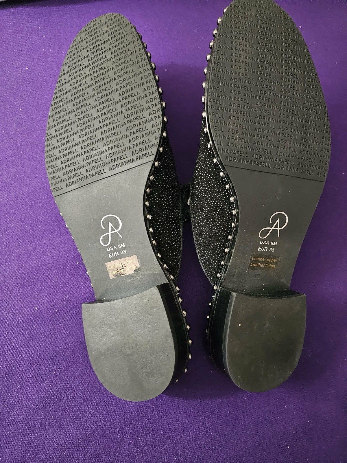 ADRIANNA PAPELL Maura Studded and Embellished Leather Mules in Black Women’s 8M