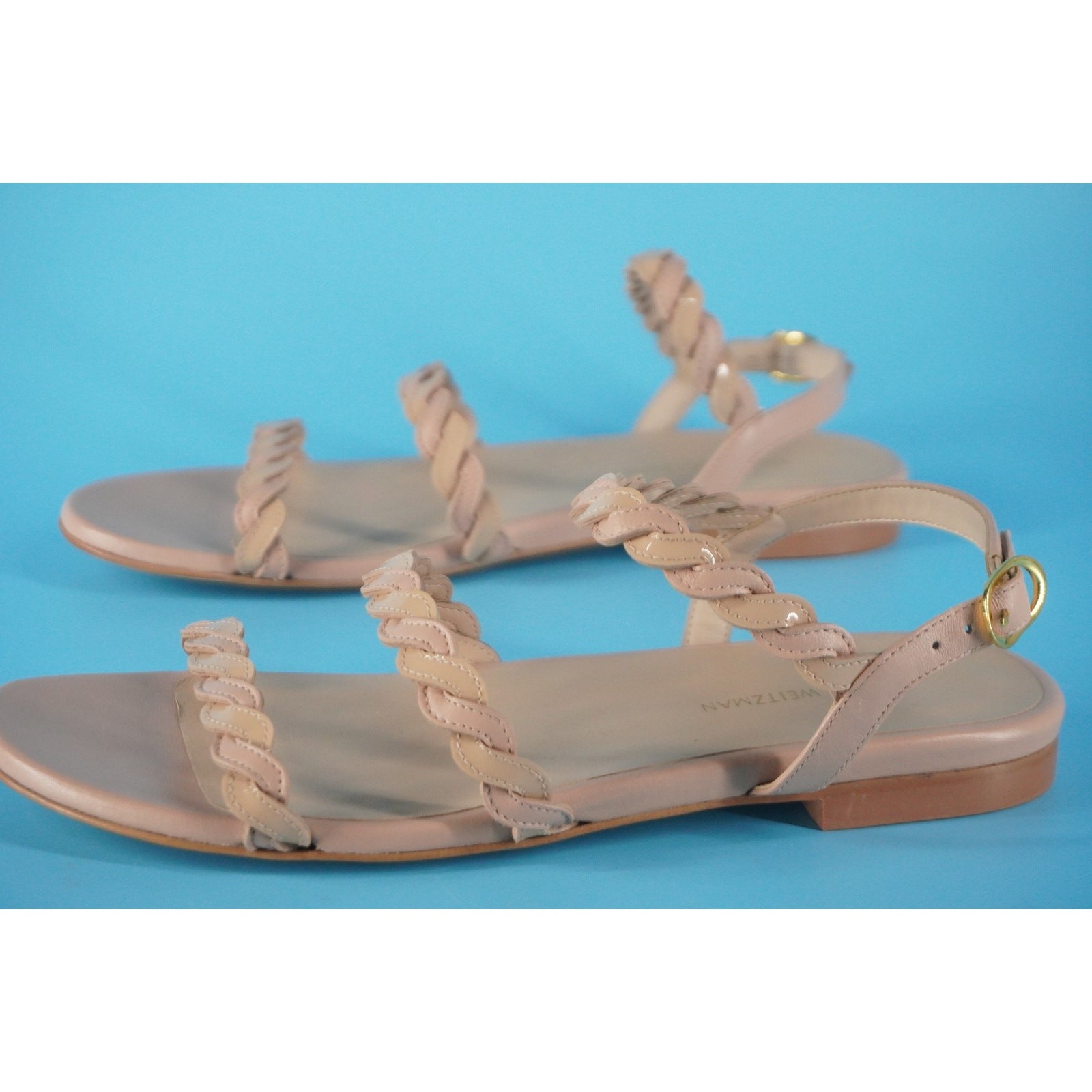 Stuart Weitzman Twistie Nude Leather Sandals Size 6.5 New Flat $425