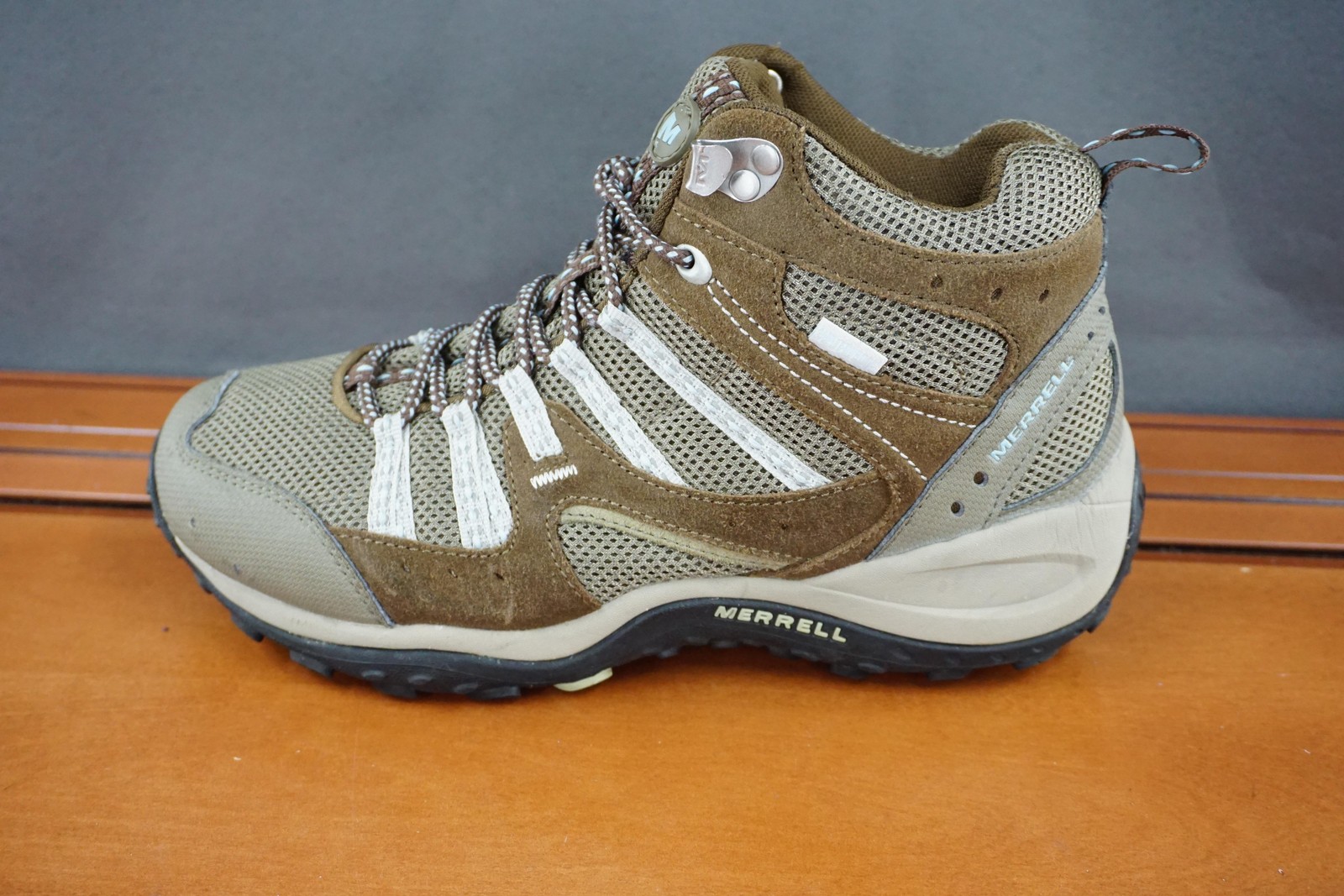 Merrell Payette Hiking Shoes Womens 8 Brown Waterproof Suede Mesh Trail Sneakers
