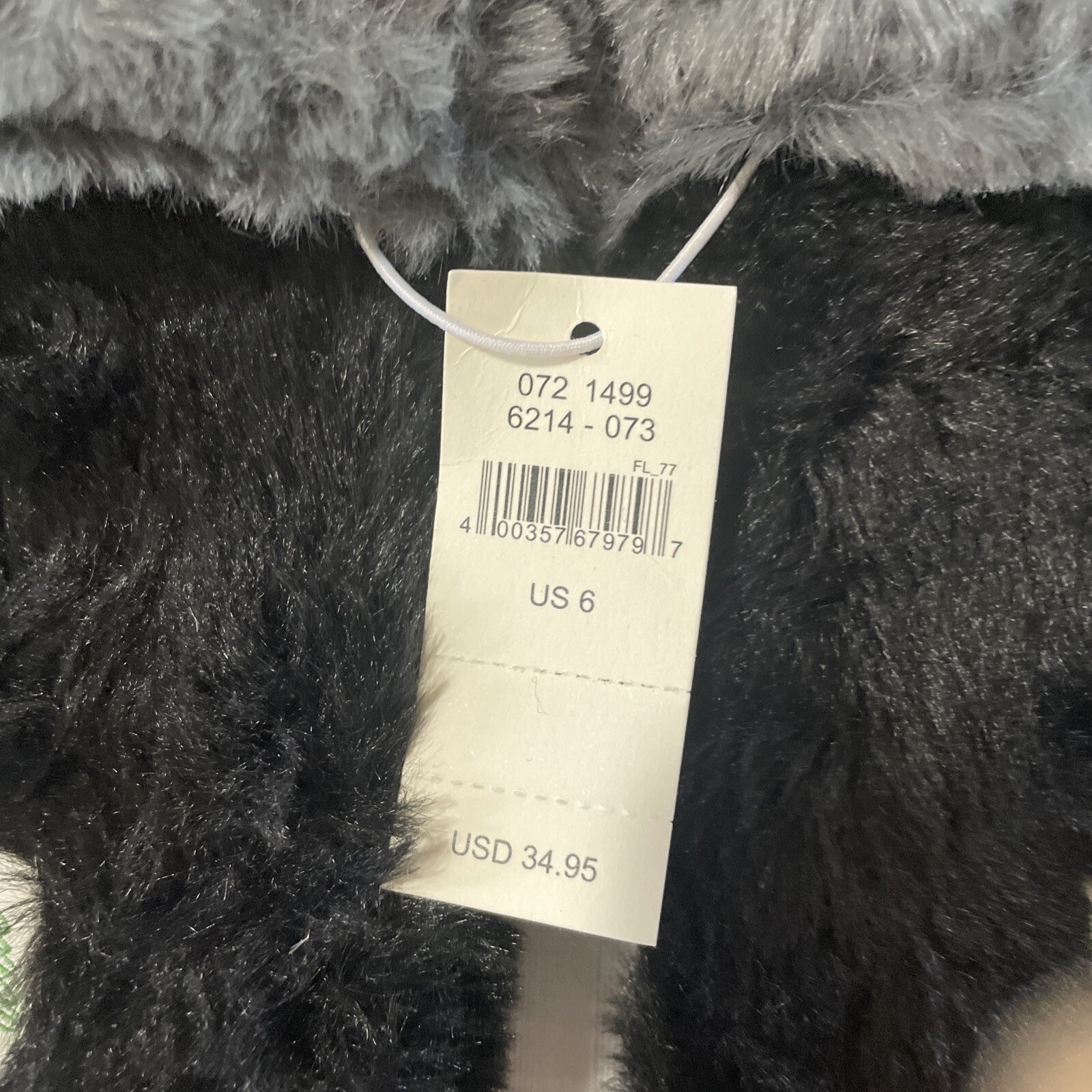 Aerie Faux Fur Slip on Sandal Black US Size 6