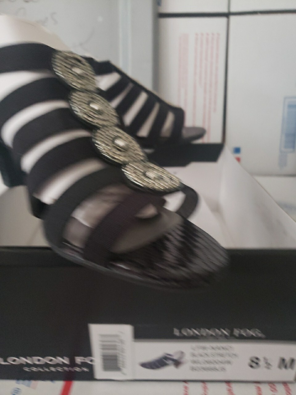 London Fog Nanci Womens Black Strappy Sandals Shoes Size 8.5 M NIB #00s