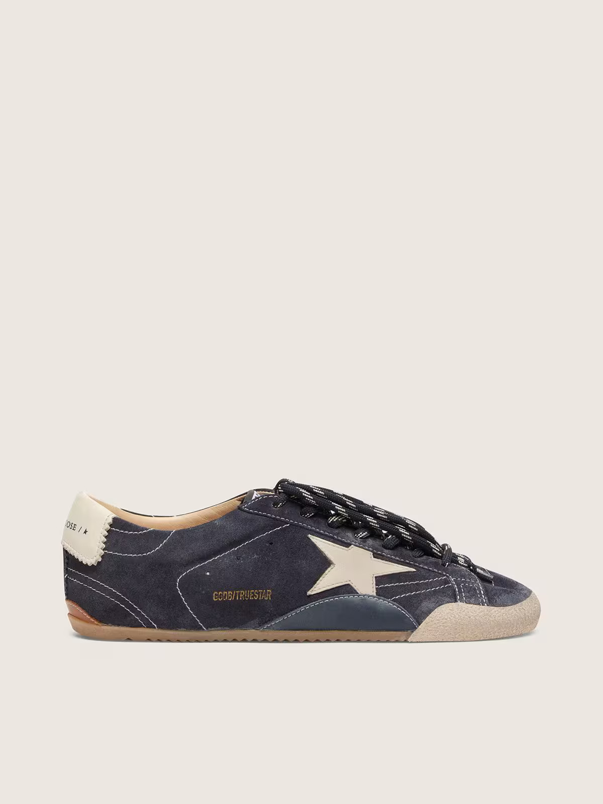 Golden Goose True Star Dark Navy Suede Women Sneakers White Star Distressed