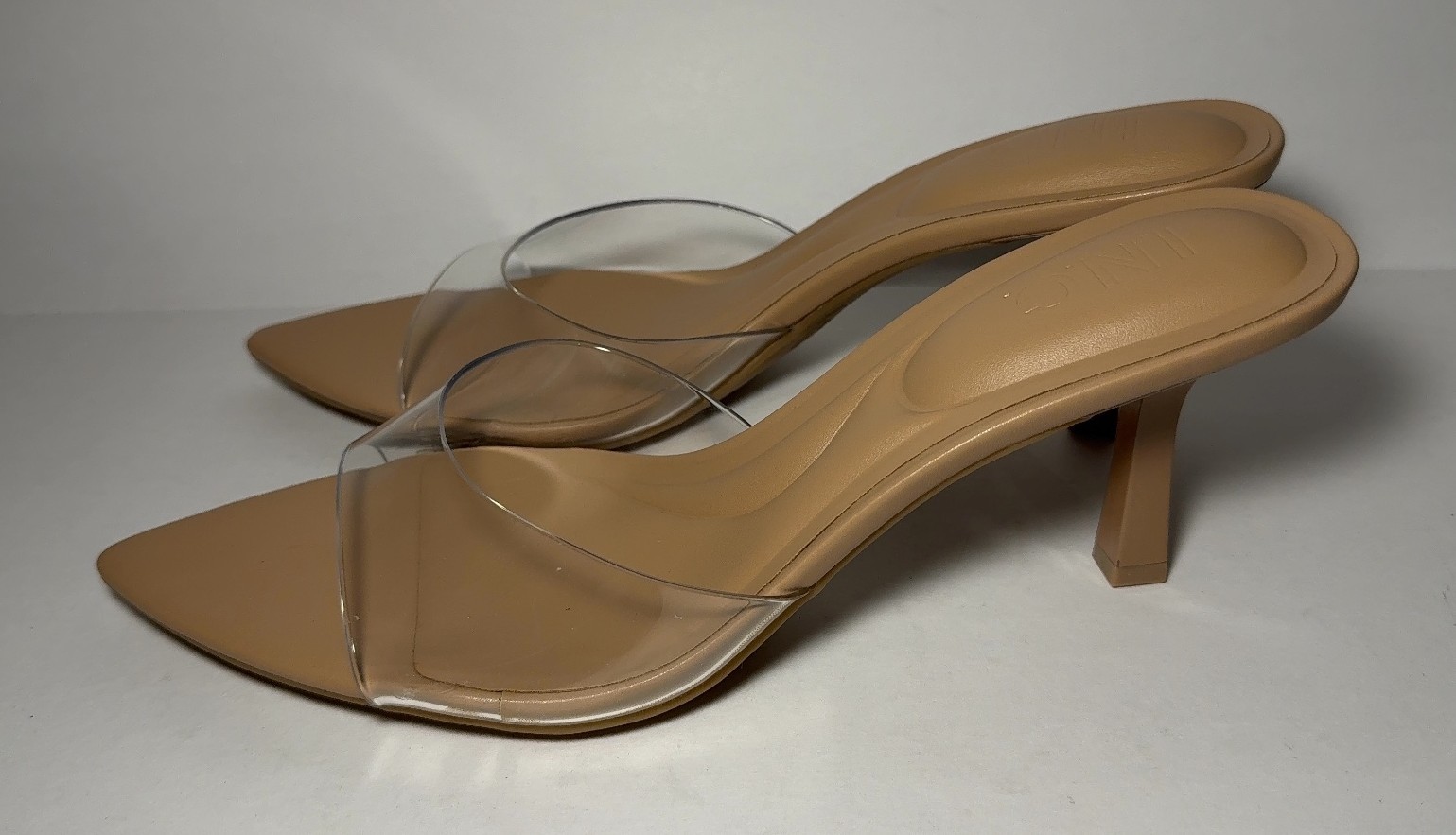 INC International Concepts Bazaaria Nude Clear Strap Women’s Kitten Heels 8M