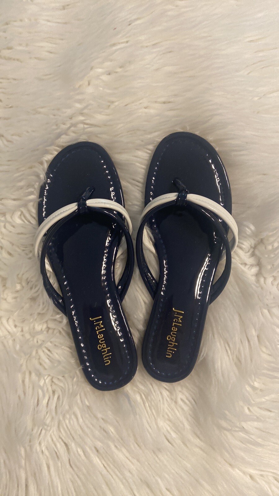 J. McLaughlin Blue and White SandalsClassic Thong Style size not available