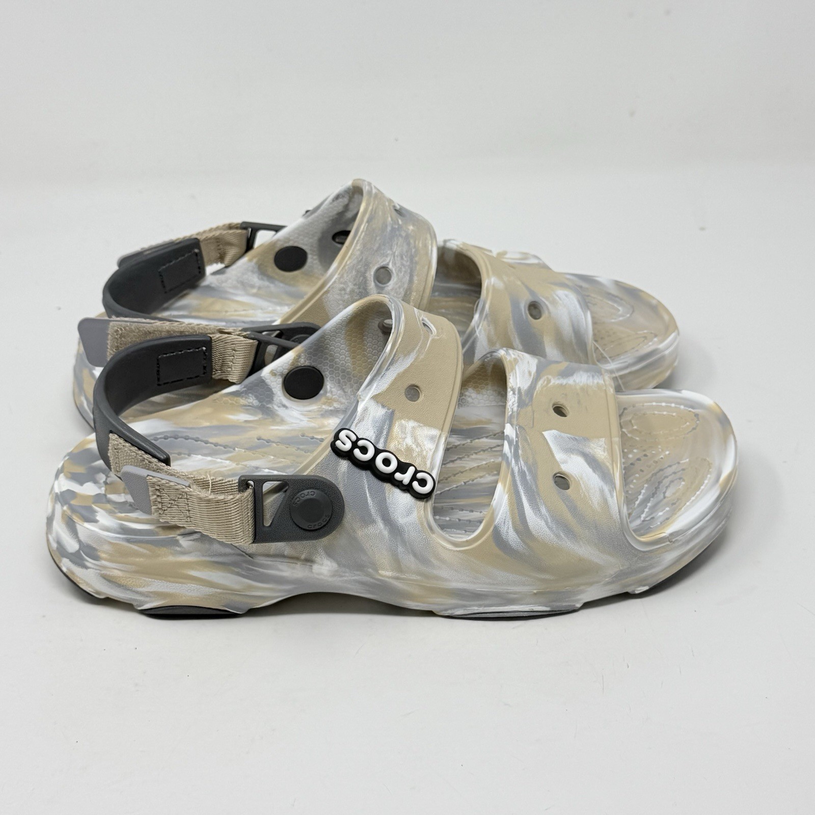 Crocs Classic All Terrain Sandals Womens 10 Brown Gray Marbled Ankle Strap