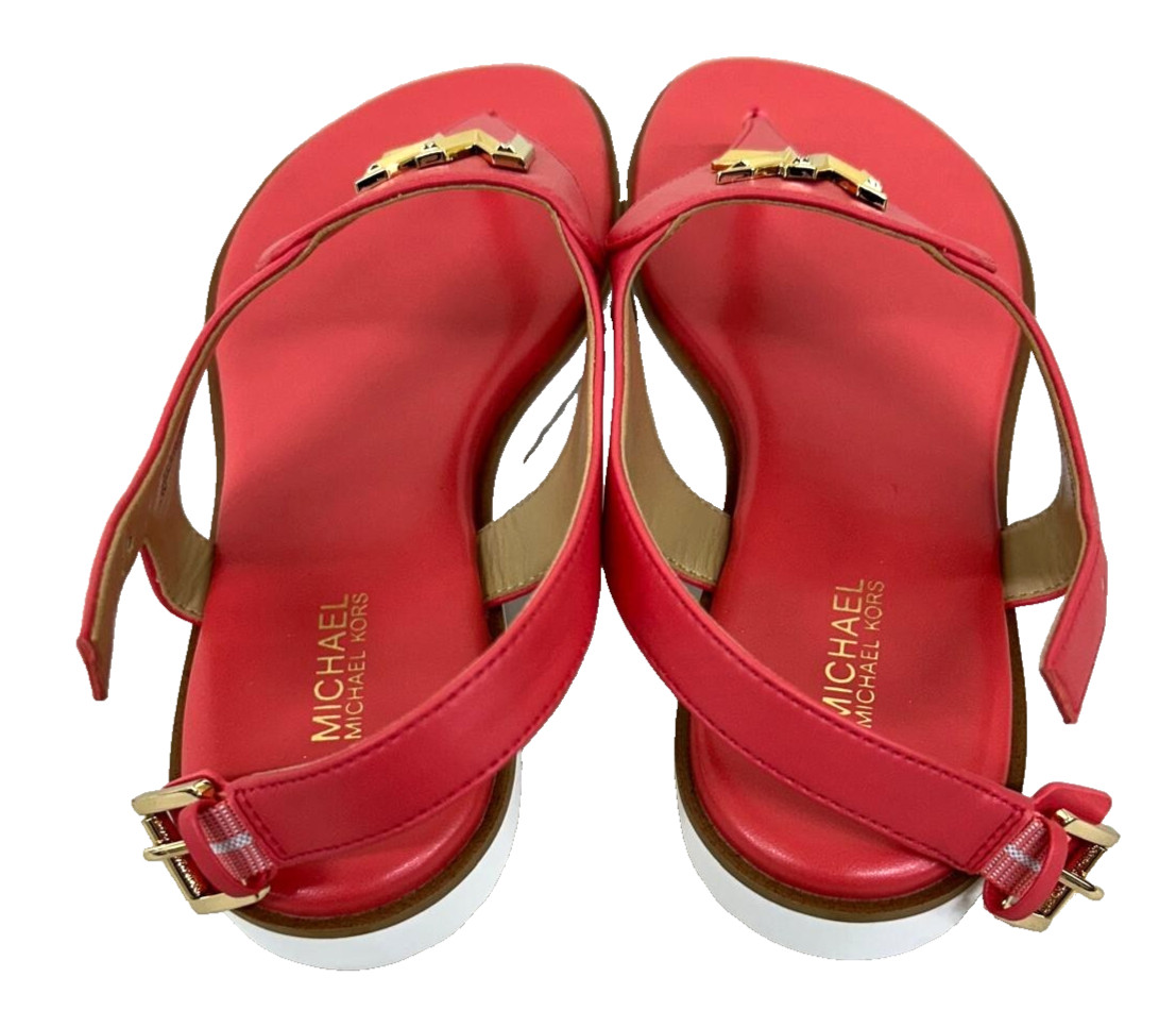 Michael Kors Womens Jilly Flat Sandals, Dahlia Coral, 7.5 M, New w/o box