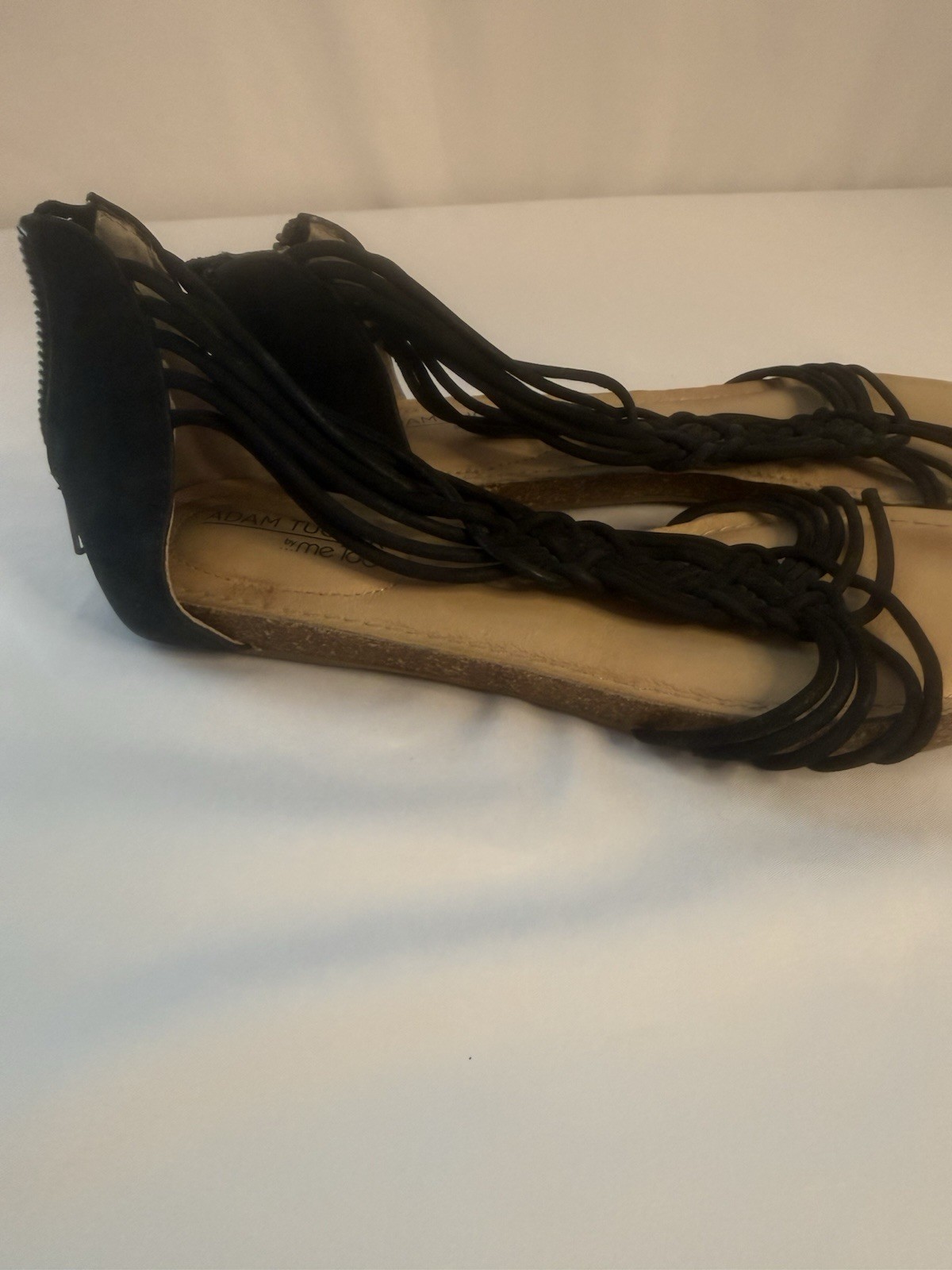 Adam Tucker by Me Too Cali Black Open Toe Gladiator CushIoned Sandal Sz 8