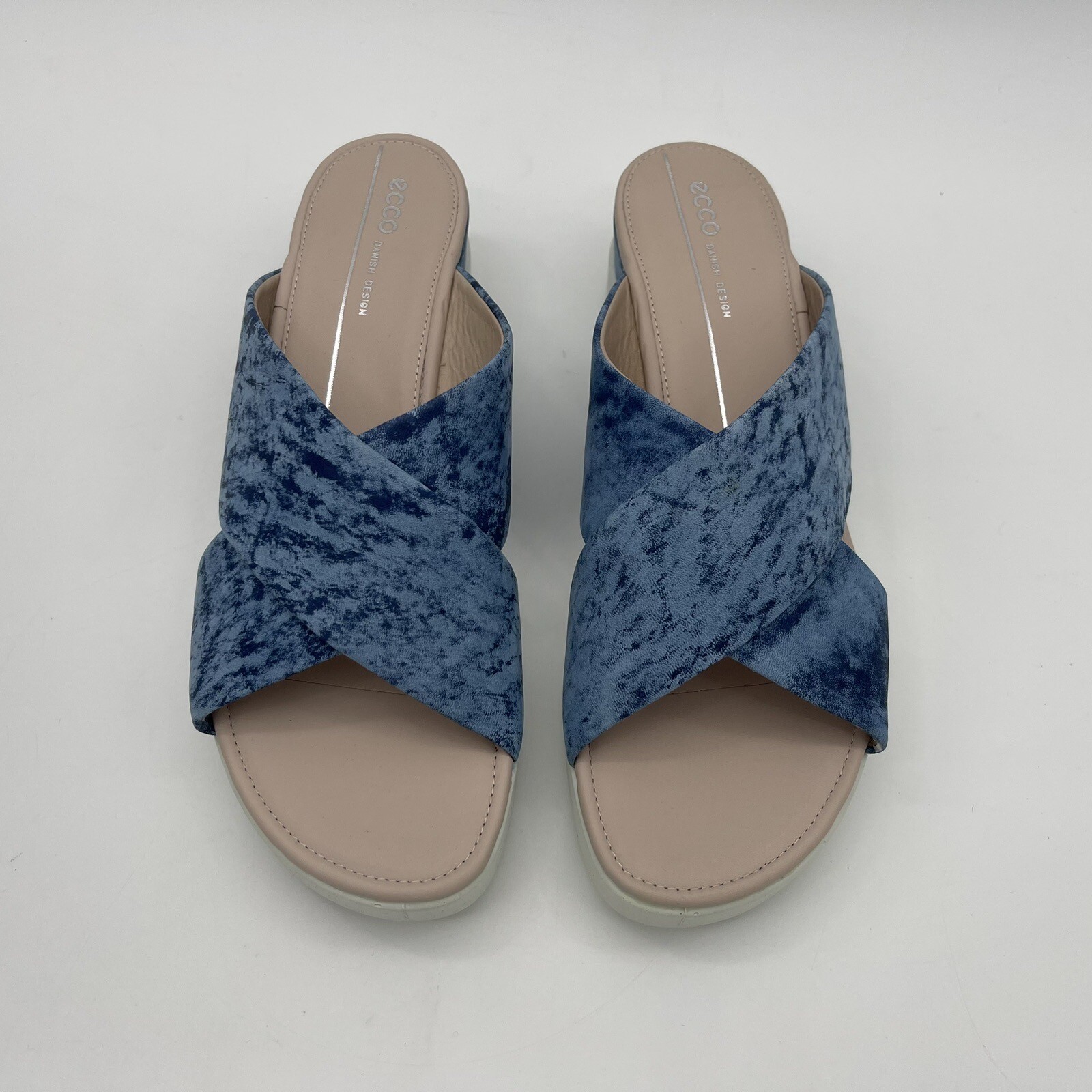 ECCO Sandal Women US 10 10.5 EU 41 Blue Slip On Flip Flop Tie Dye Platform