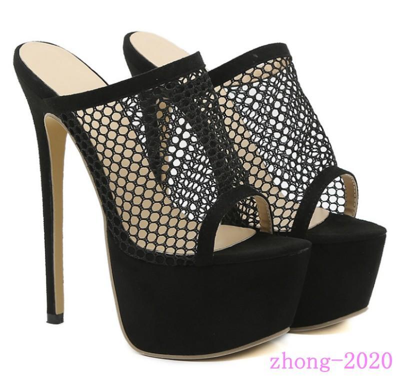 Fashion Women’s Peep Toe Mesh Slippers High Heels Party Casual Nightclub Sandals