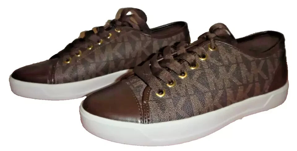 MICHAEL KORS Signature Lace-up Flat City Sneakers Brown Sz 6, 7, 7.5, 8, 8.5, 9