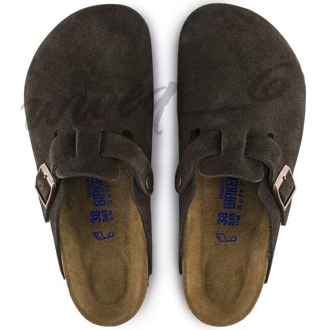 Birkenstock Boston Soft Footbed Suede Leather Clogs Mocha Shoes Size EU37-45