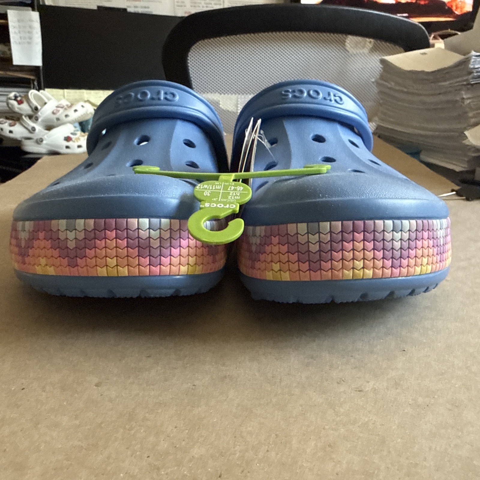 CROCS Baya Band Blue Multicolored Midsole M12 W14 – New
