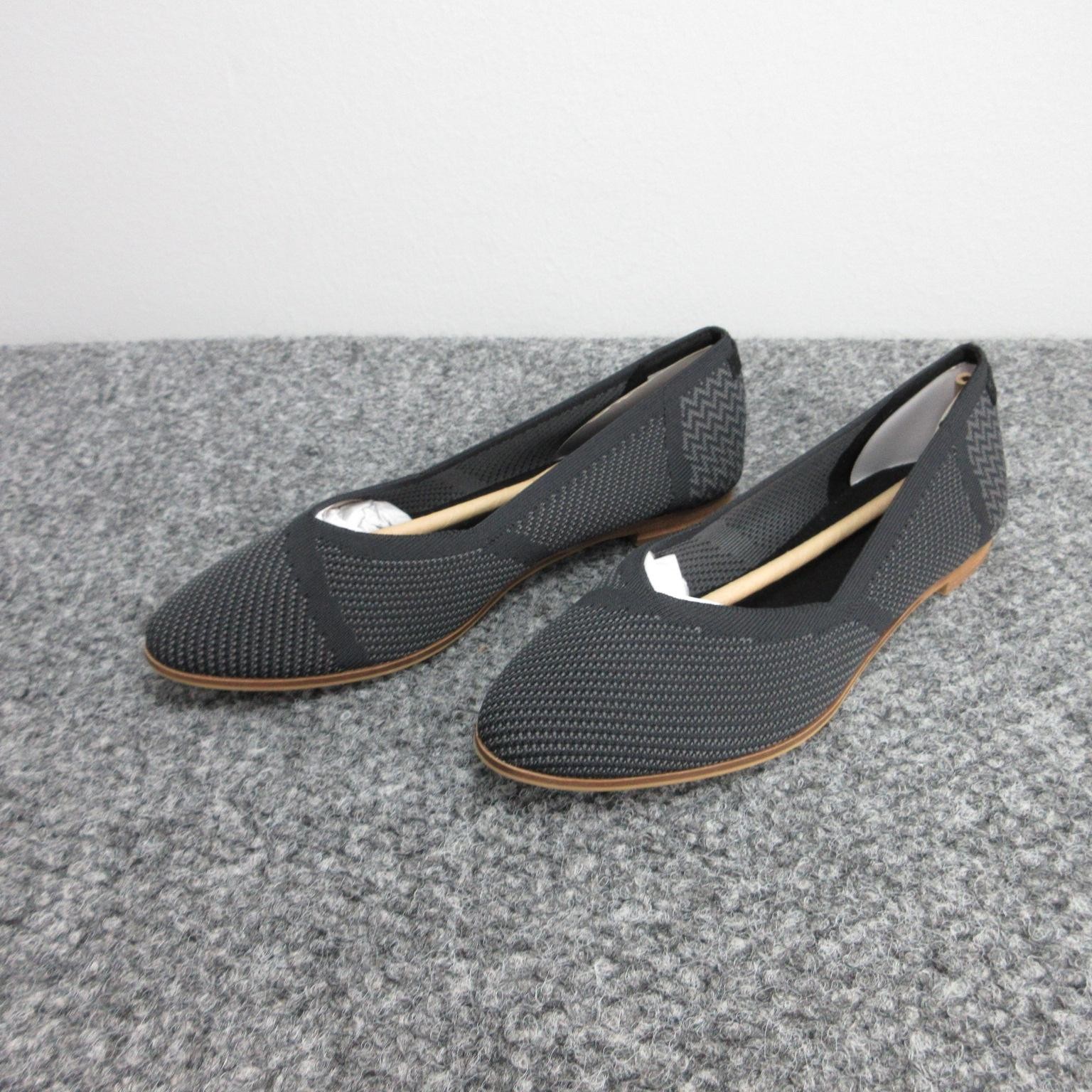 TOMS Shoes Womens Size 7.5 Black Jutti Neat Chevron Knit Pointed Flats REPREVE