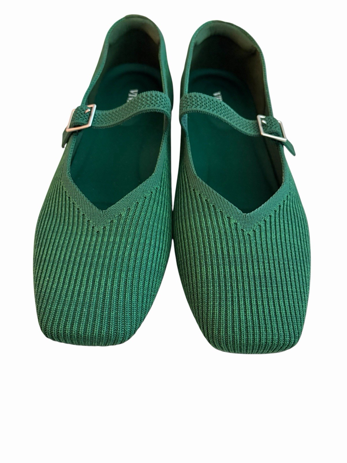 Vivaia Green Square Toe Margot Mary Jane Flat Shoes Sz EU 41 W US 9.5/10