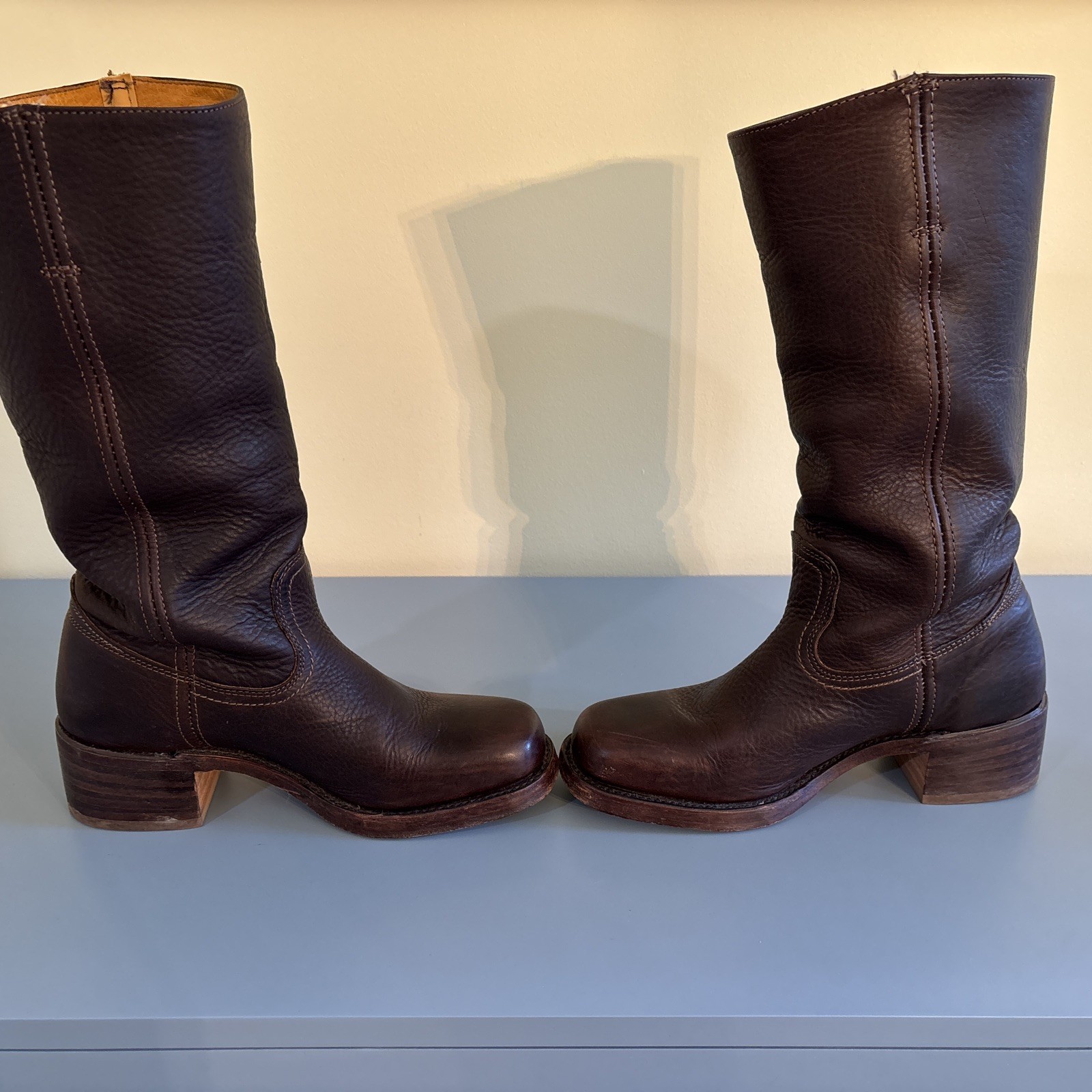 VTG FRYE Women’s Campus 14L Square Toe Dark Brown Leather Boots 77050 Size 8 M