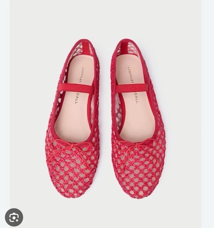 LOEFFLER RANDALLLeonie grosgrain-trimmed raffia Mary Jane ballet flats