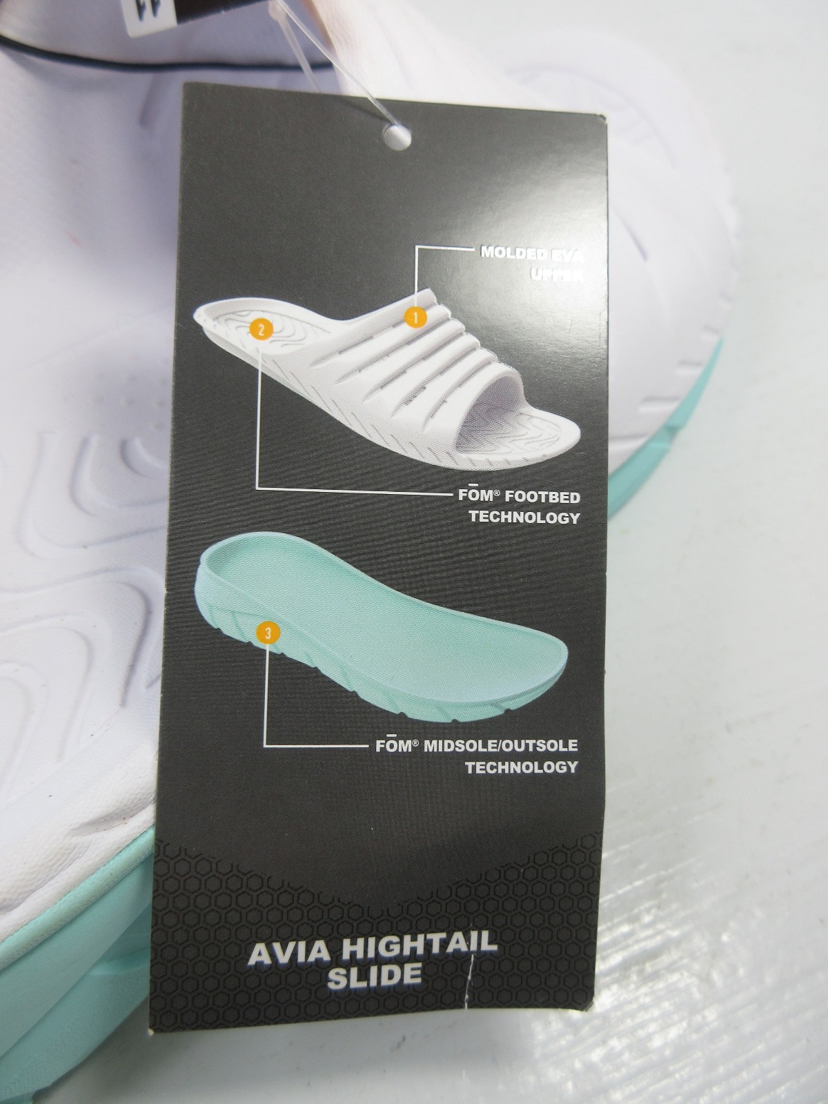 AVIA Hightail Slide Athletic Recovery Sandals Eva Foam Fom Aqua White Blue Women