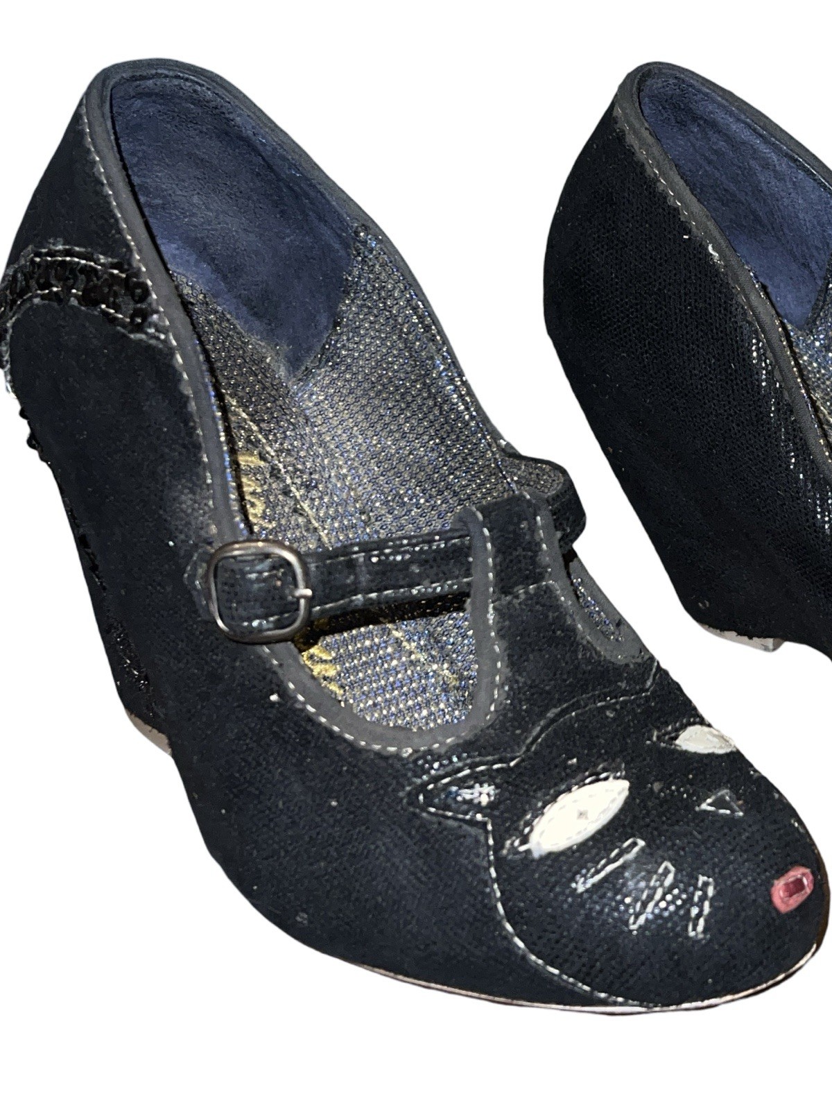 Irregular Choice Black Cat Heels Cheese On Toast Model Size 8.5” +Read