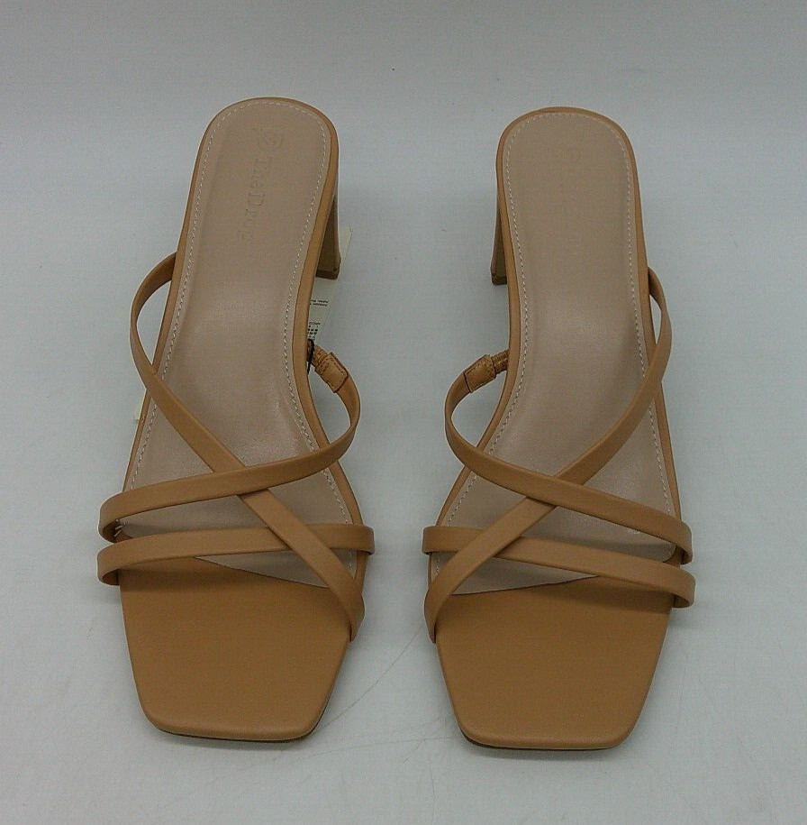 The Drop Amelie Tan Slide Strappy Heels Sandals Size 8.5