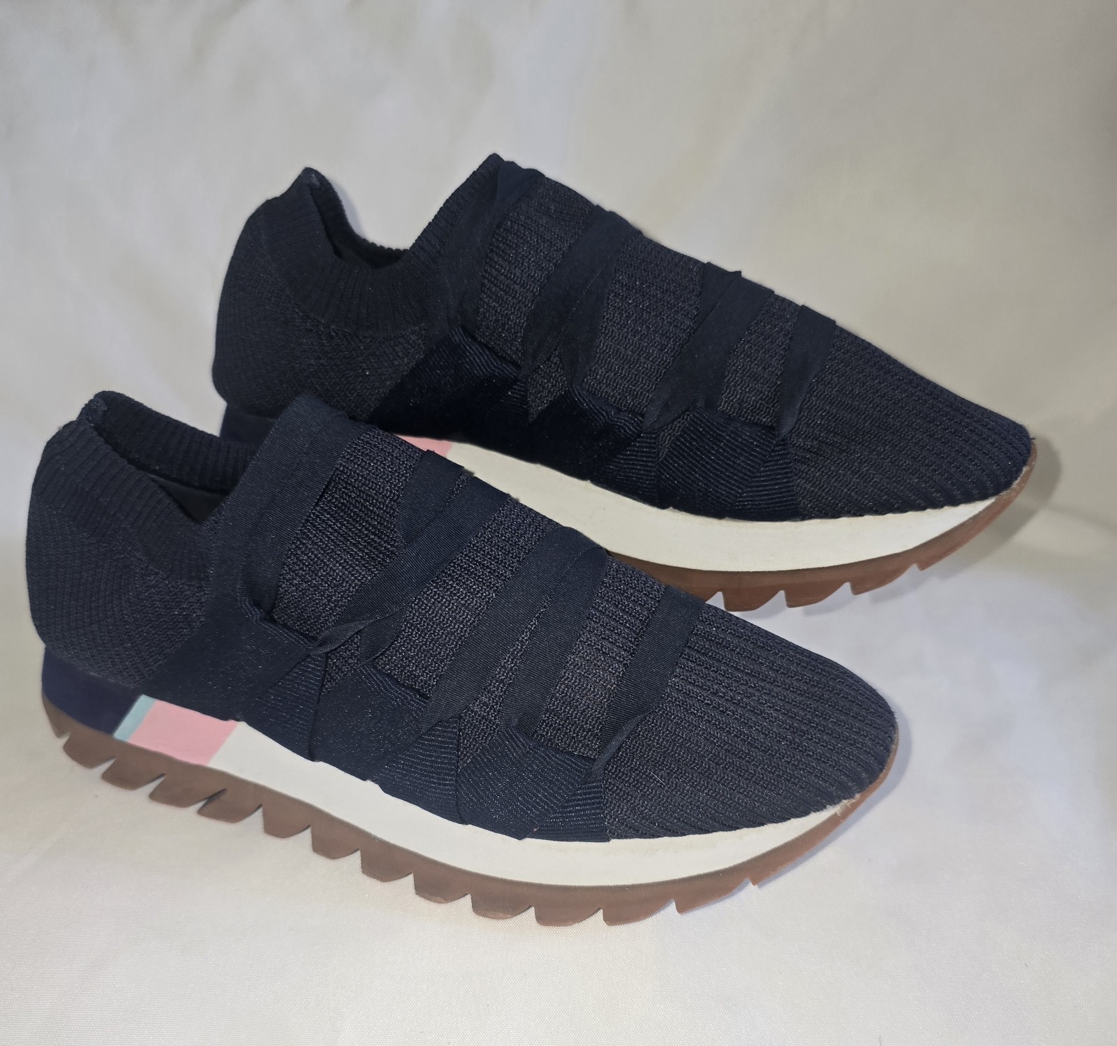 Zara Trafaluc Blue Stretch Knit Women’s Slip-On Sneakers Size 36 (USA 6)