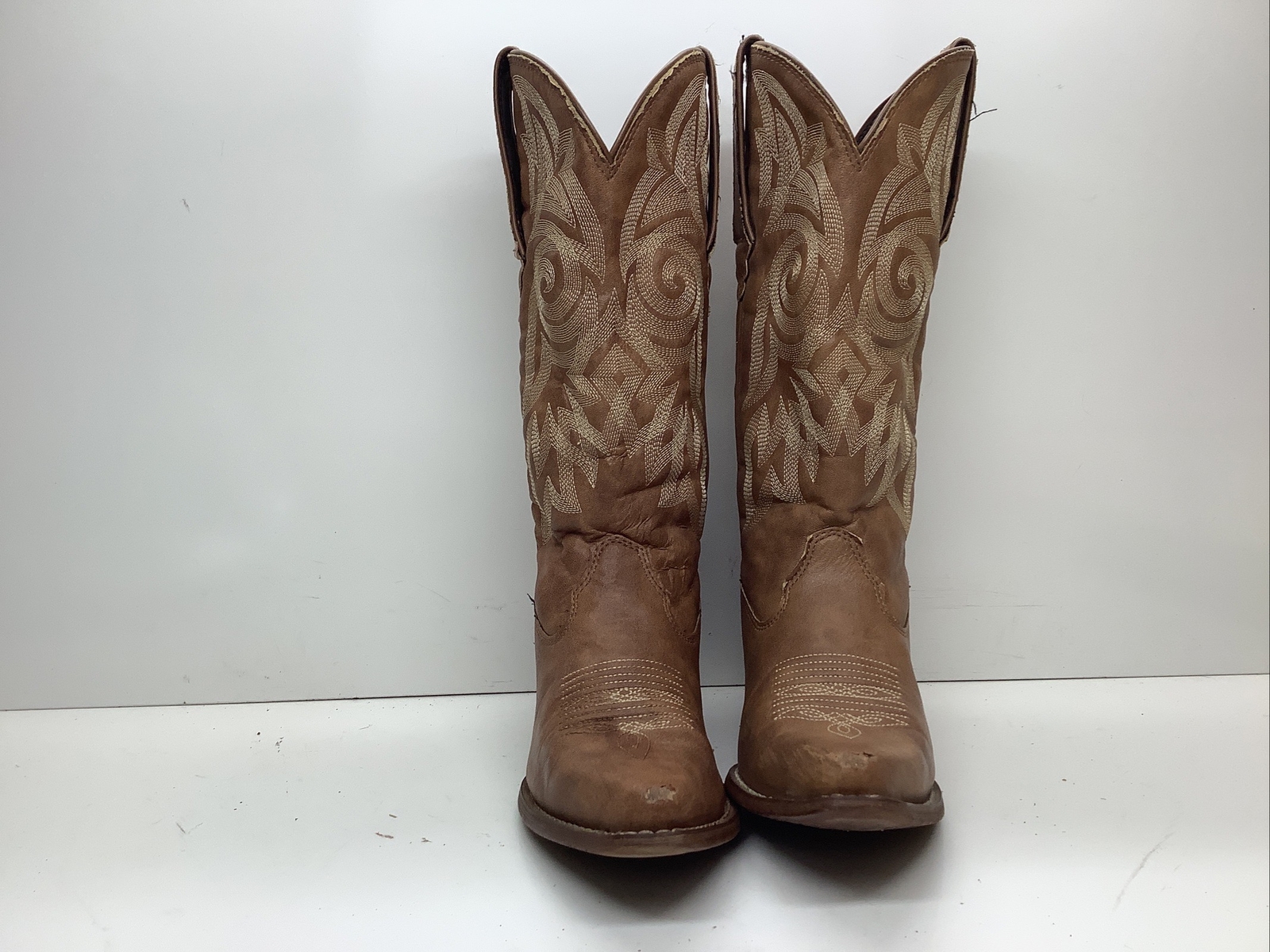 WOMENS DURANGO COWBOY ALL MAN MADE BROWN BOOTS SIZE 6.5 M