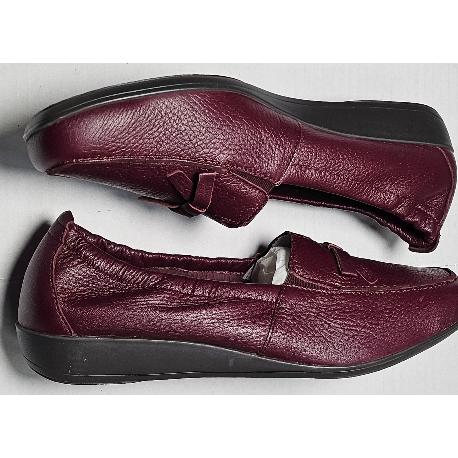 Vitaform Plum Red Leather Loafer Flats Bow Comfort Shoes Womens EU 42/US 12