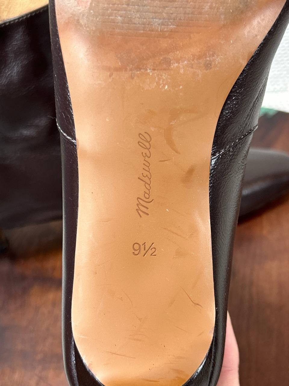 Madewell Boots Womens Size 9.5 The Dimes Brown Crinkle Leather Zip Kitten Heel