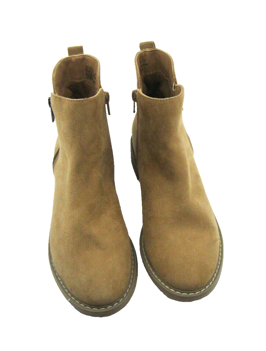 Universal Threads Women Anckle Boots S 7 Beige 2 Zipers 1.1/4 Round Block Heels