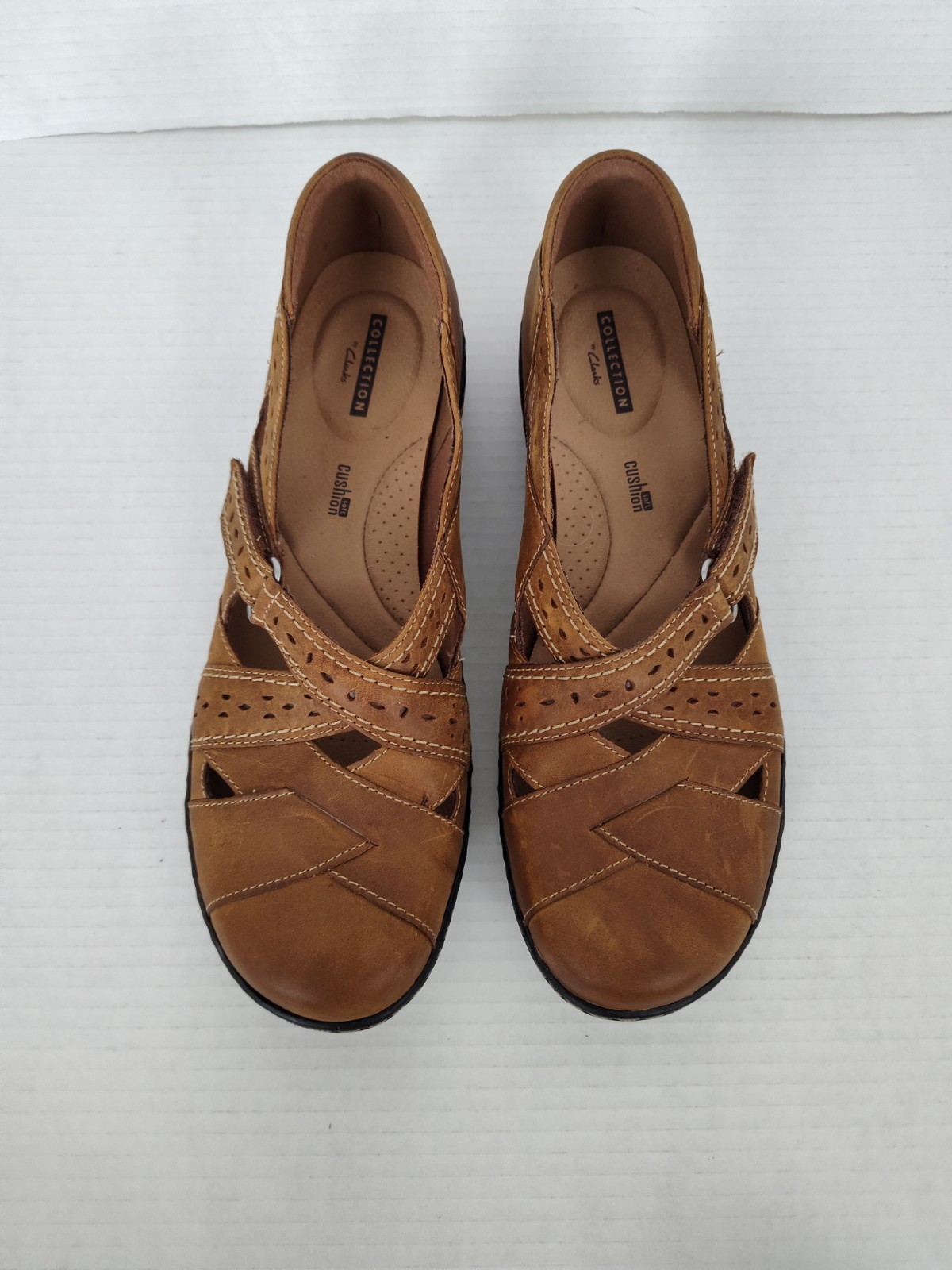 Clarks Womens Size 10N Ashland Leather Slip-On Casual Shoes Brown